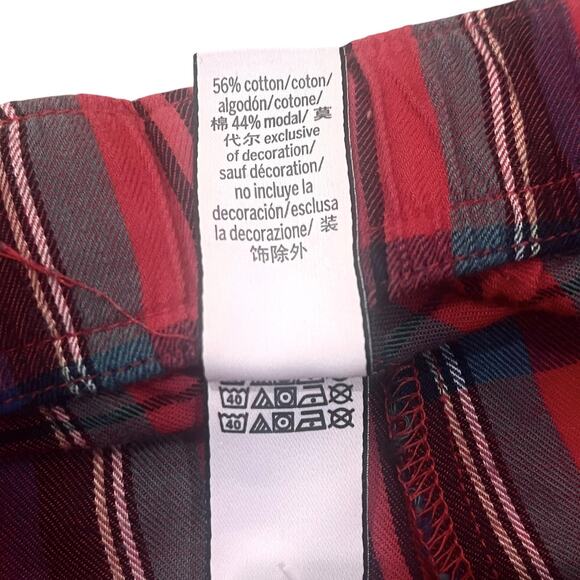 Victoria's Secret Pajama Set Womens Large Red Plaid Button Top Drawstring Pants - Picture 11 of 12